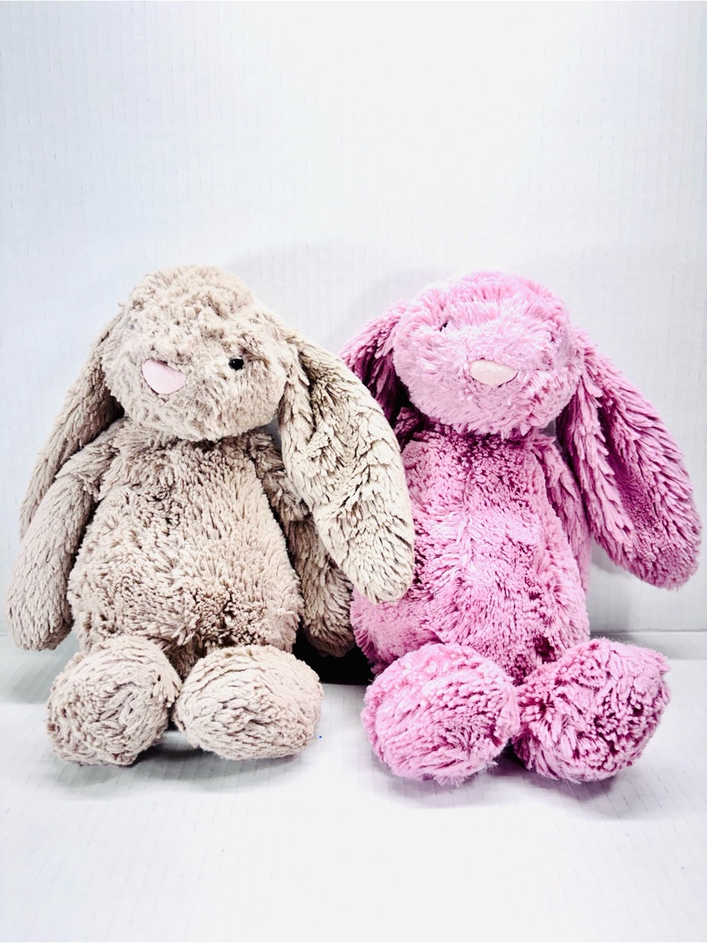 Jellycat 12” Bashful Tulip Pink & Beige Bunny Plush Stuffed Animal Lot Of 2